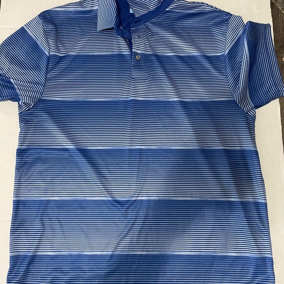PGA Tour Blue and White Striped Polo Shirt - Picture 1 of 6